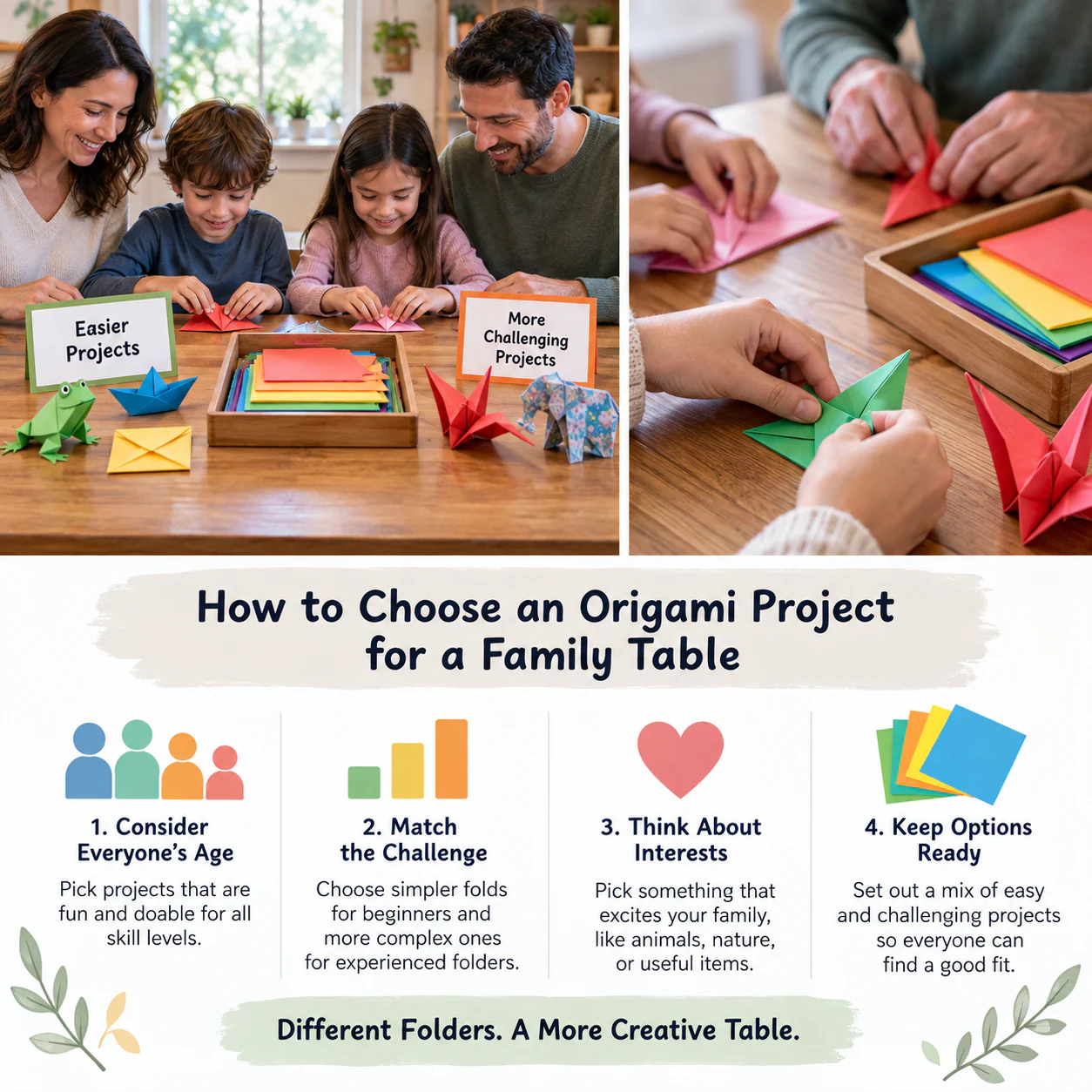 A finished paper-folding example for How to Choose an Origami Project for a Family Table