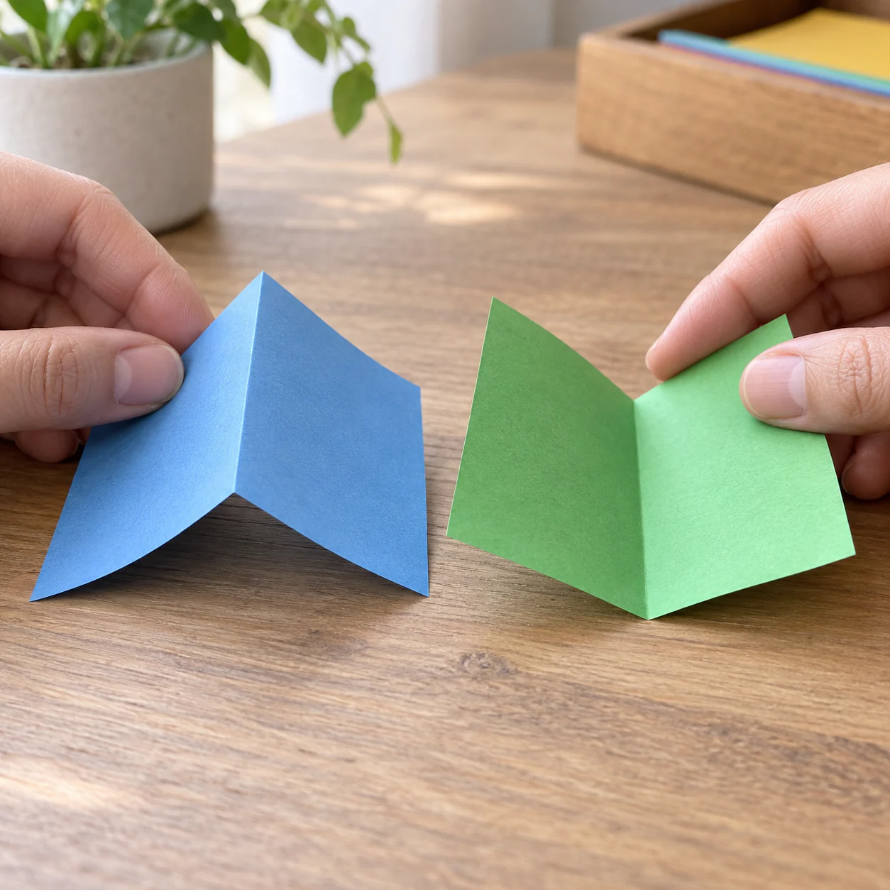 A finished paper-folding example for Mountain and Valley Folds: The First Two Creases to Learn